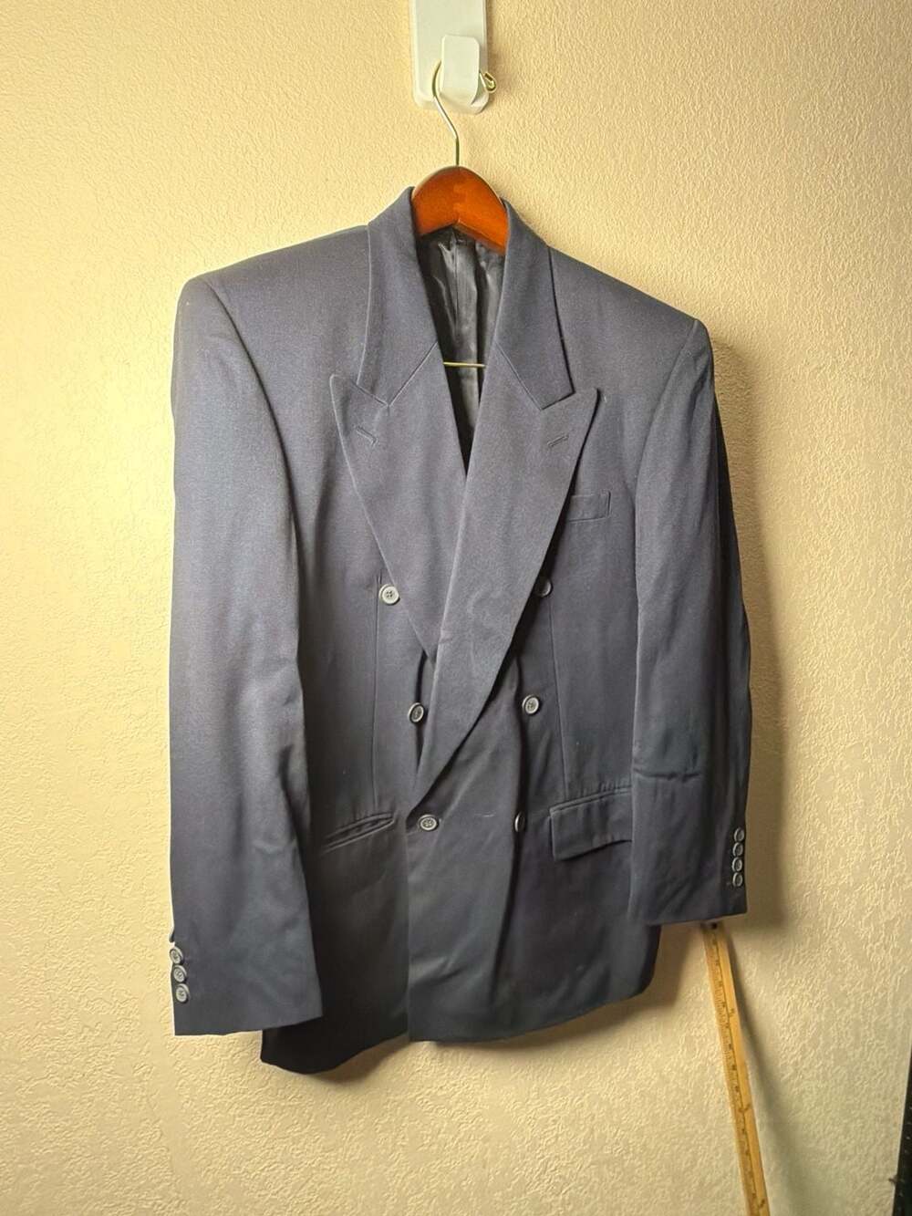 Vintage Zagato Men's Navy Blue 100% Wool Double Breasted Blazer 38R